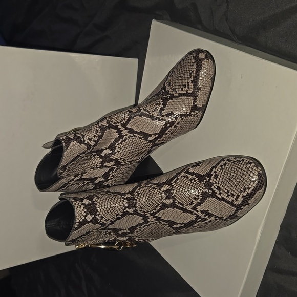 See by Chloé Snake Skin Ankle Leather Booties Animal Print Block Heel Size7 Boho - Picture 3 of 8